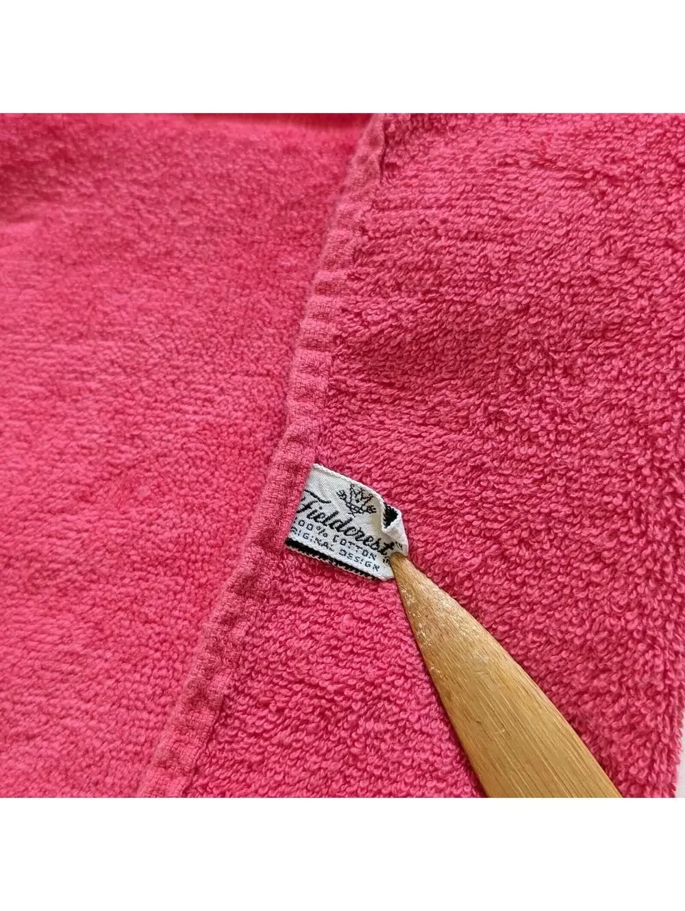 Vintage Hot Pink Fingertip Towel with Butterfly Applique